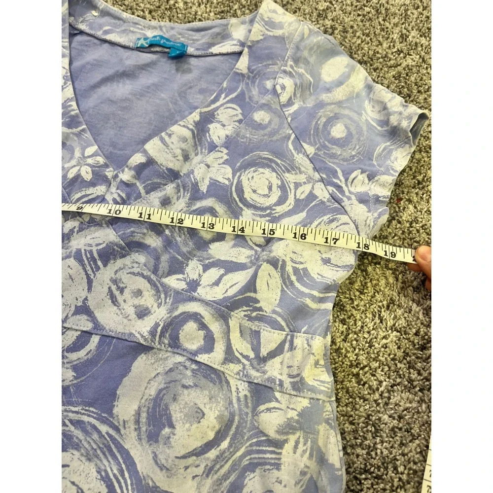 Fresh Produce Blue White Floral Swirl Cotton A-Line Dress USA Made Small 21662